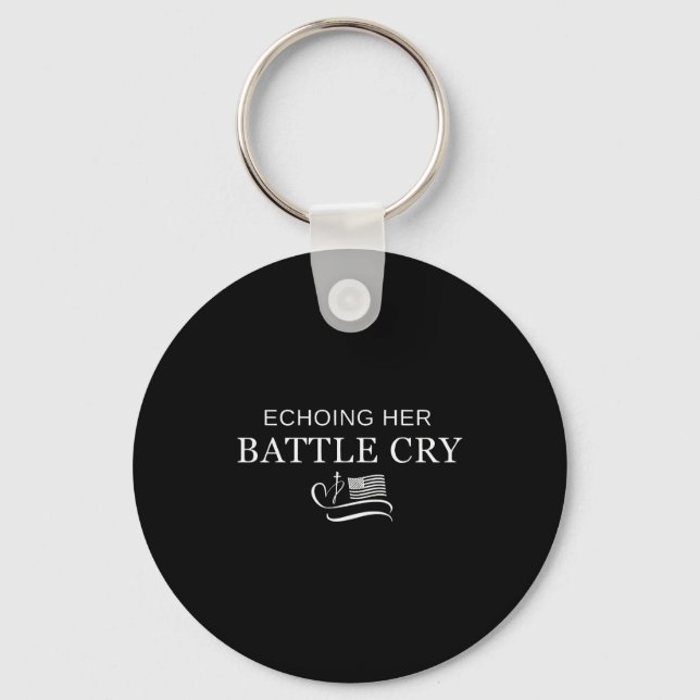 Echoing Her Battle Cry Usa Flag Christian  Keychain (Front)
