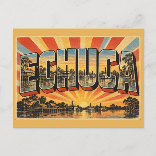 Echuca Victoria Australia River Port Heritage Art Postcard