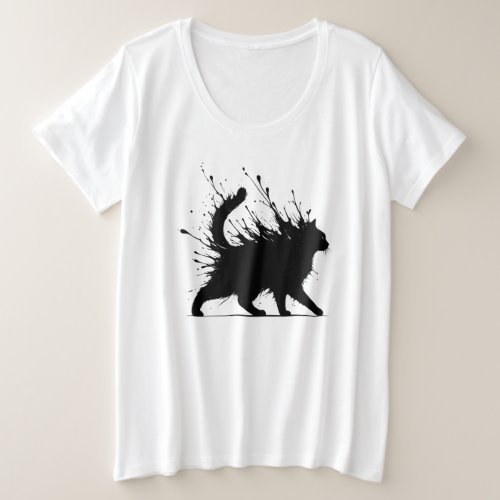 claboussure Fline _ chat noir Plus Size T_Shirt