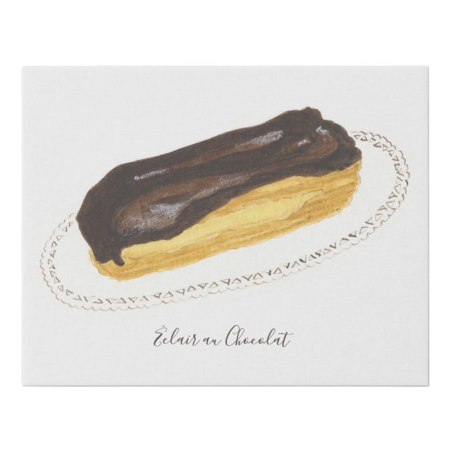 Éclair au Chocolat watercolor Faux Canvas Print (Front)