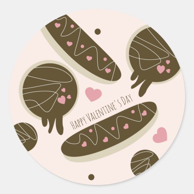  Eclair Donuts Cake Pops Valentine's Day Business Classic Round Sticker (Front)