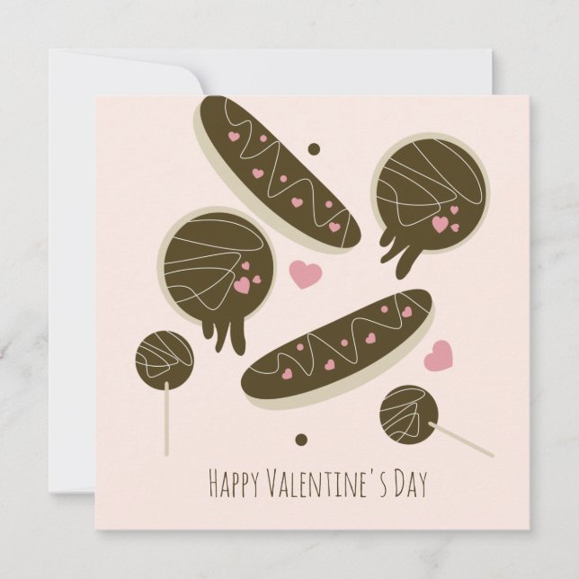  Eclair Donuts Cake Pops Valentine's Day  Card (Front)