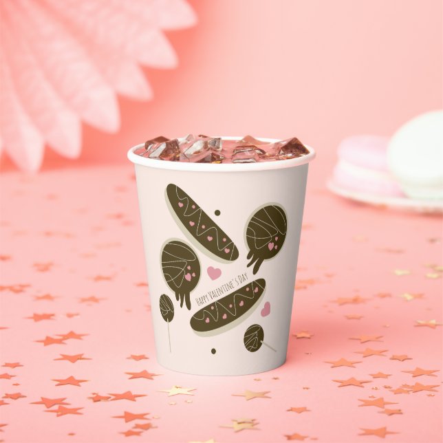  Eclair Donuts Cake Pops Valentine's Day Party    Paper Cups (Insitu)