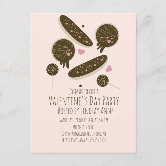  Eclair Donuts Cake Pops Valentine's Day Party  Postcard (Front)