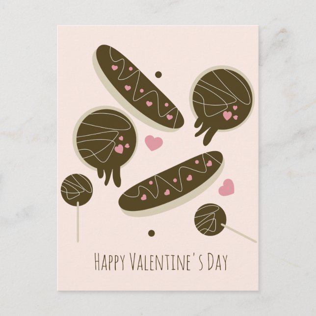  Eclair Donuts Cake Pops Valentine's Day Postcard (Front)