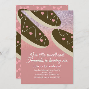 Eclair Donuts Faux Glitter Valentines Day Invitation