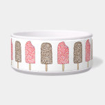 Eclair Ice Cream Popsicle Popsicles Pet Bowl<br><div class="desc">Features an original marker illustration of a chocolate eclair and strawberry shortcake ice cream popsicle.</div>