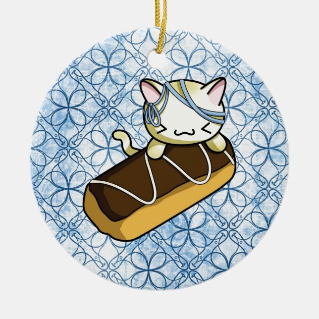 Eclair Kitty Ceramic Ornament (Front)
