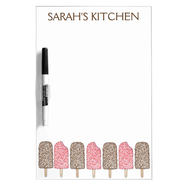 Eclair Strawberry Shortcake Ice Cream Popsicles Dry Erase Board (Front)