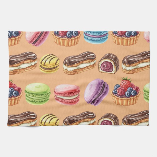 Eclairs and Macarons by Natasha Us   Kitchen Towel (Horizontal)