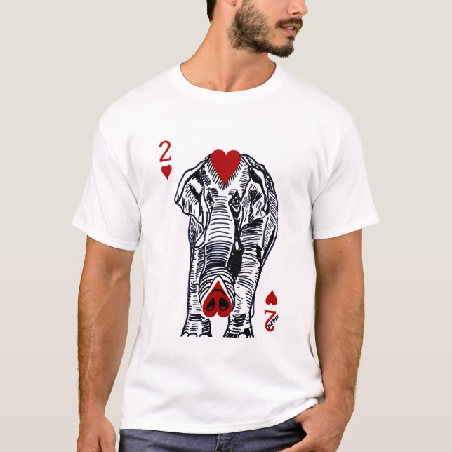 EclecDeck 2 of Hearts Circus Elephant - White T-Shirt (Front)
