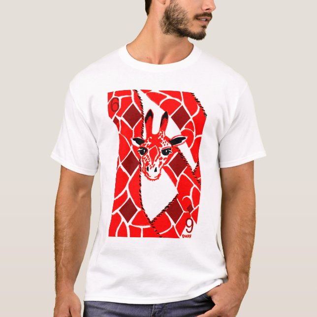 EclecDeck 6 of Diamonds Giraffes - White T-Shirt (Front)