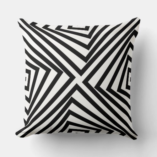 Eclectic Black  White Tiled Angular Pattern  Throw Pillow