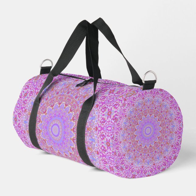 Eclectic Bohemian Intricate Colorful Funky Mandala Duffle Bag (Left Corner)