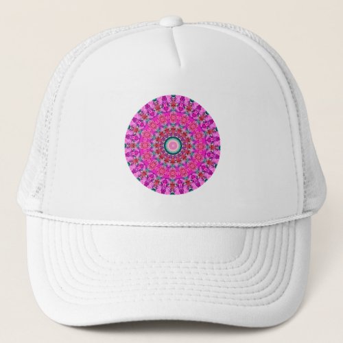 Eclectic Bright Pink Valentines Day Mandala Trucker Hat