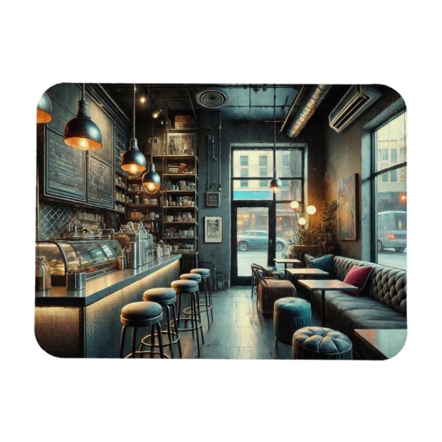 Eclectic Cafe in Rainy Seattle Magnet (Horizontal)