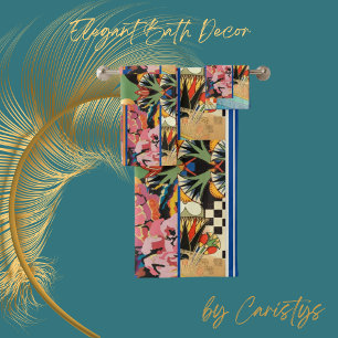 Eclectic Colorful Flowers Patterns Bath Towel Set