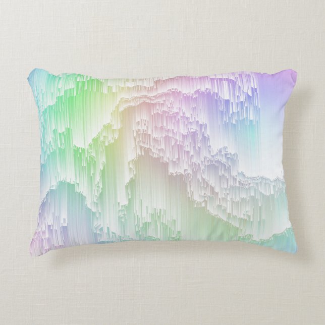Eclectic Colorful Pastel Rainbow Glitch Abstract Accent Pillow (Front)