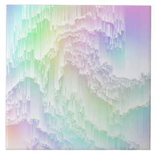 Eclectic Colorful Pastel Rainbow Glitch Abstract Ceramic Tile