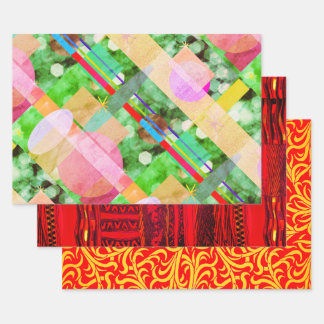 Eclectic cyber Kente on Kent Pattern sampler Wrapping Paper Sheets