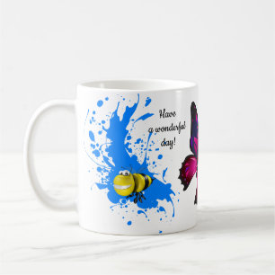 Eclectic Design With  Butterflies and Honey Bee Coffee Mug