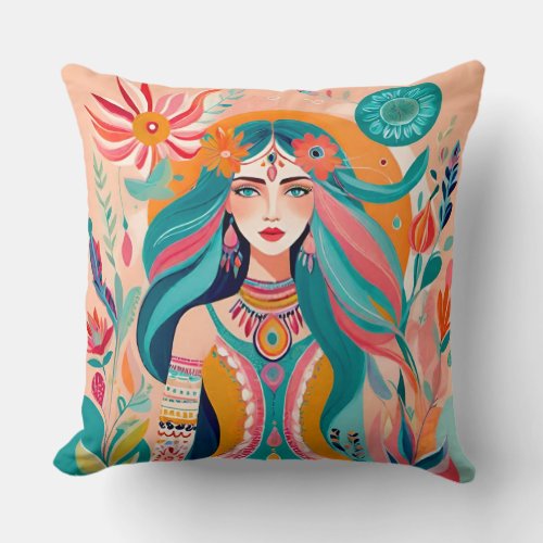 Eclectic Enchantment Abstract Boho Cushion Throw Pillow