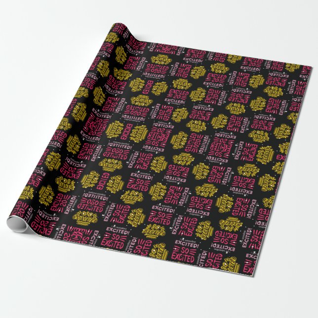 Eclectic Euphoria Typographic Pattern Wrapping Paper (Unrolled)