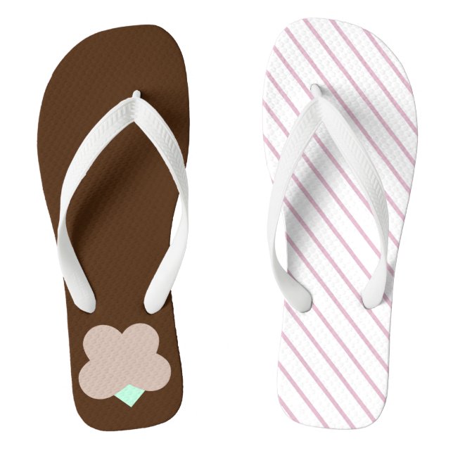 Eclectic flip flops, brown and pink flops (Footbed)