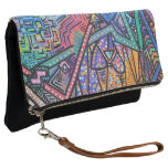 Eclectic Foldable Art Adorned Clutch
