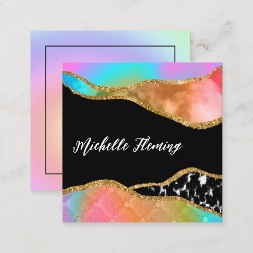Eclectic Glitter Faux Hologram Business Card
