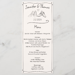 Eclectic Hand Drawn Doodle Wedding Shoes Menu