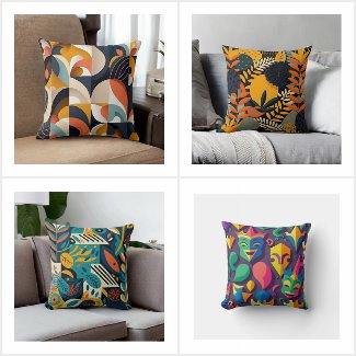 Eclectic Maximalist Throw Pillows