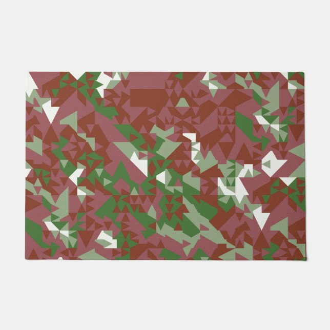 Eclectic Mod Retro Geometric Christmas Pattern Doormat (Front)