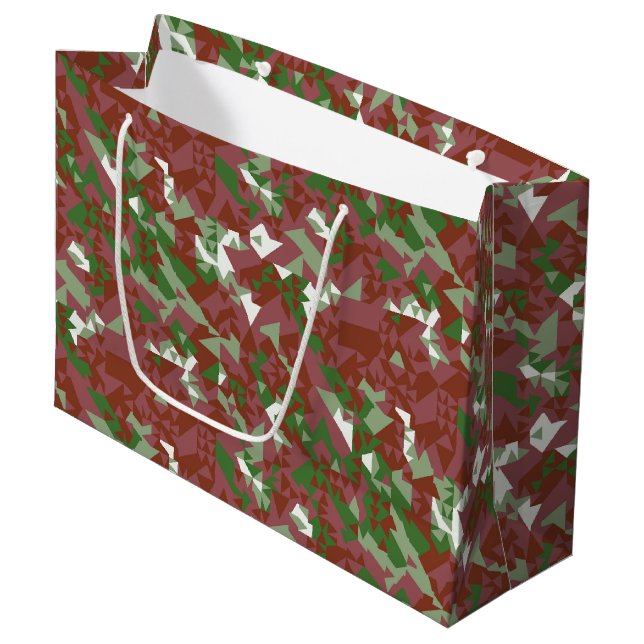 Eclectic Mod Retro Geometric Christmas Pattern Large Gift Bag (Front Angled)
