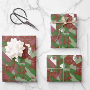 Eclectic Mod Retro Geometric Christmas Pattern Wrapping Paper Sheets