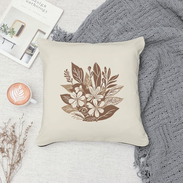 Eclectic Natural Terracotta Wildflower Boho Rustic Throw Pillow (Creator Uploaded)