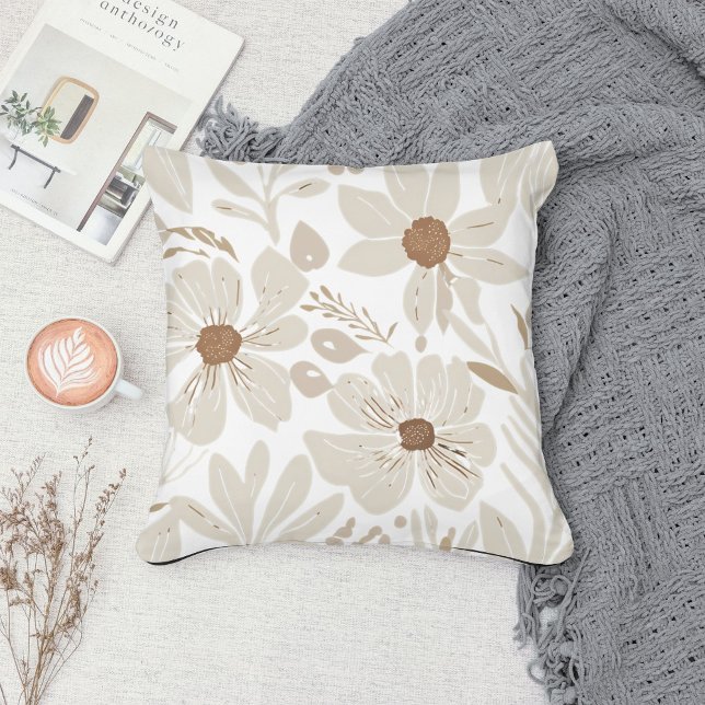 Eclectic Natural Terracotta Wildflower Boho Rustic Throw Pillow (Creator Uploaded)