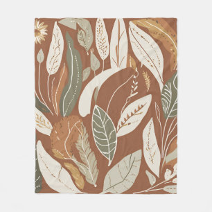 Eclectic Natural Terracotta Wildflower Rustic Boho Fleece Blanket