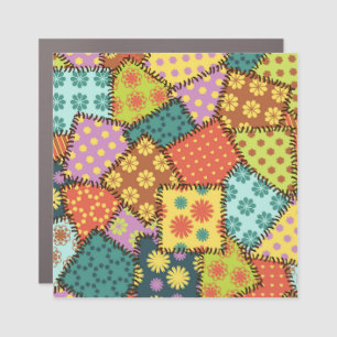 Eclectic Patchwork: Diverse Pattern Mix Car Magnet