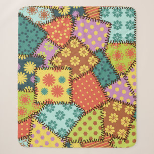 Eclectic Patchwork: Diverse Pattern Mix Sherpa Blanket