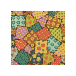 Eclectic Patchwork: Diverse Pattern Mix Wood Wall Art
