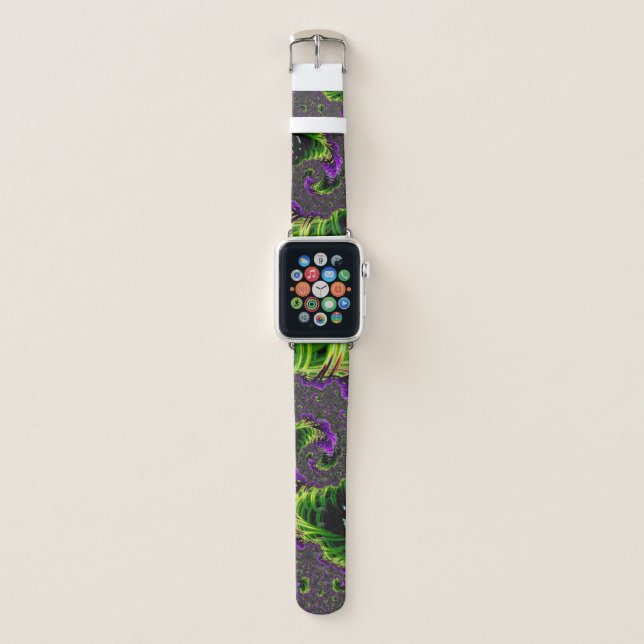 Eclectic Psychedelic Spiral Fractal Abstract Art Apple Watch Band (Front)