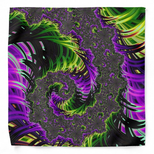 Eclectic Psychedelic Spiral Fractal Abstract Art Bandana (Front)