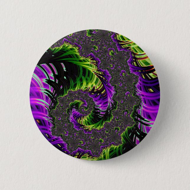 Eclectic Psychedelic Spiral Fractal Abstract Art Button (Front)