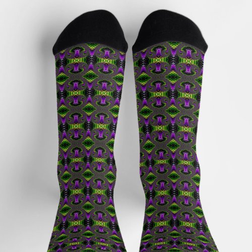 Eclectic Psychedelic Spiral Fractal Abstract Art Socks