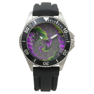 Eclectic Psychedelic Spiral Fractal Abstract Art Watch