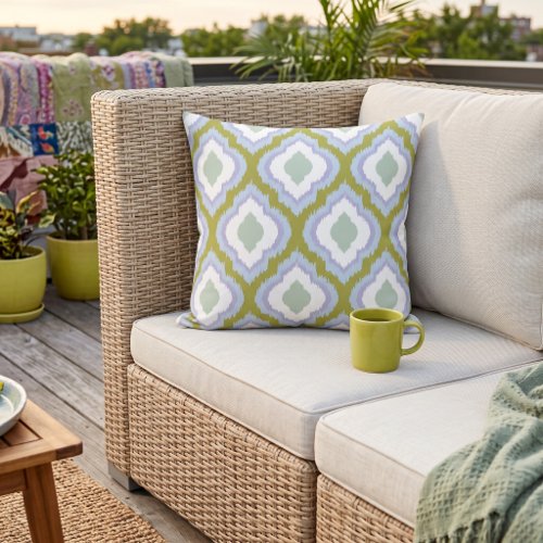 Eclectic Retro Ikat Pattern Outdoor Pillow