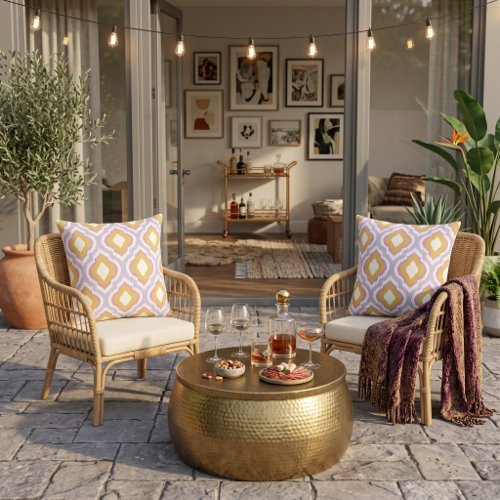 Eclectic Retro Ikat Pattern Outdoor Pillow