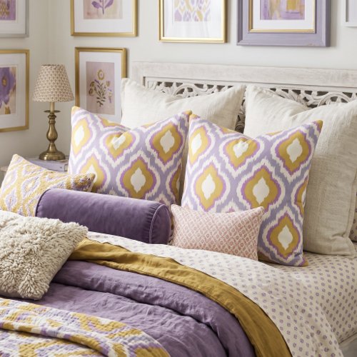 Eclectic Retro Ikat Pattern Throw Pillow