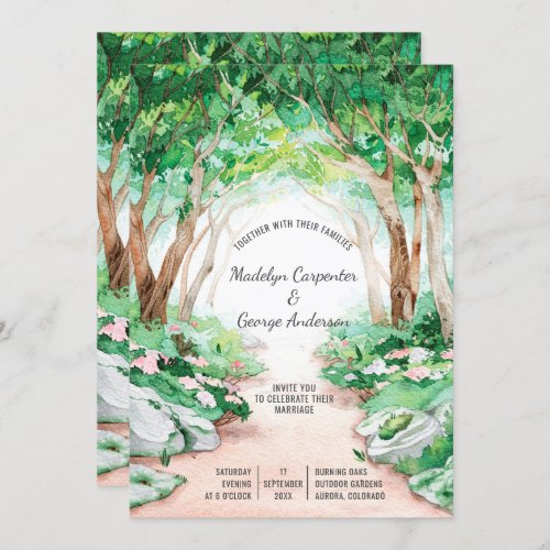 Eclectic Romance _ Forest Woodland Path Wedding  Invitation
